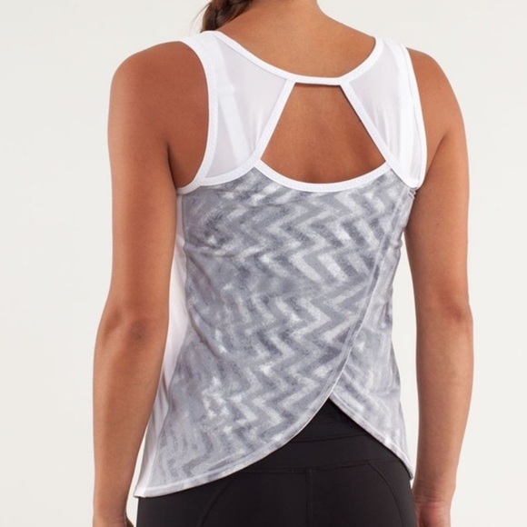 Lululemon Run: Speed Squad Grey & White Athletic Tank Top - Picture 2 of 7